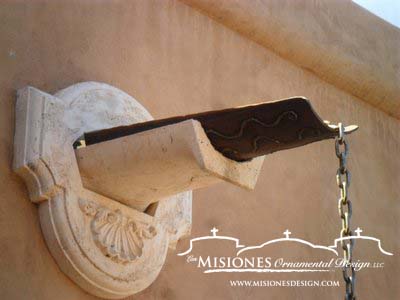 steel elegant water spout with chain to lead water away from house