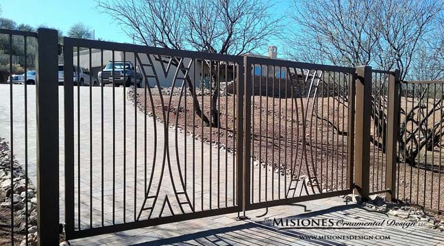 black wright style double driveway gate