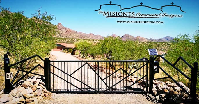 black rolling driveway gate