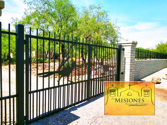 black rolling driveway gate