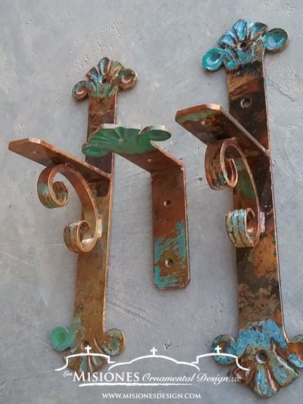 custom southwest style steel patina shelving brackets