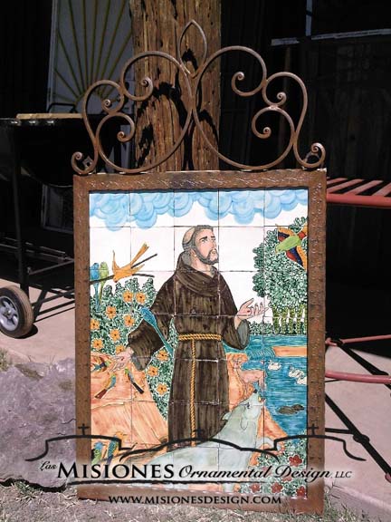 steel ornamental picture frame for tile artwork